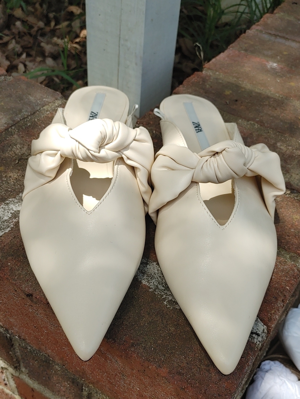 Zara Pointed Toe Bow Mule Flat Size 10 (949) - Picture 2 of 8